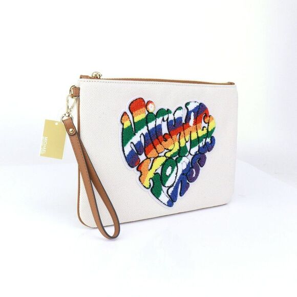 NWT Michael Kors RAINBOW LGBTQ Pride Large Zip Clutch Pouch - Picture 6 of 15